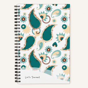 Personalisiert Bullet Journal Aquamarin Boho Paisl Notizbuch