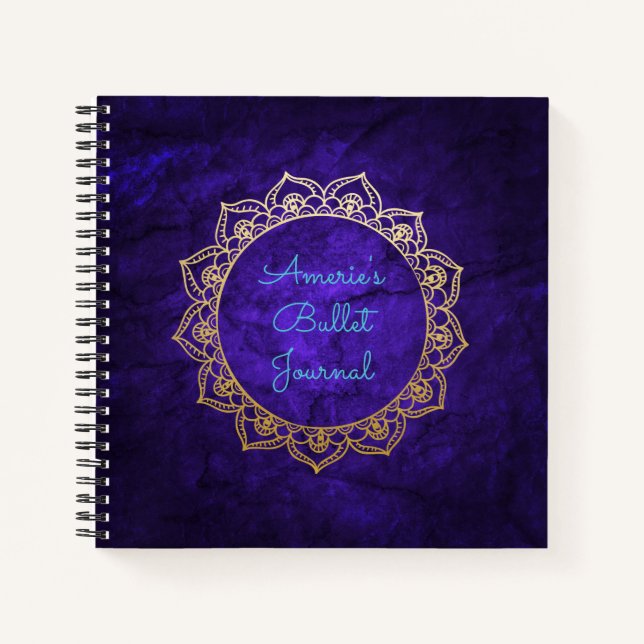 Personalisiert Bullet Journal Gold Mandala Notizbuch (Vorderseite)