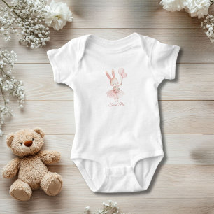 Personalisiert Bunny Ballerina Pink Floral Baby Gi Strampler