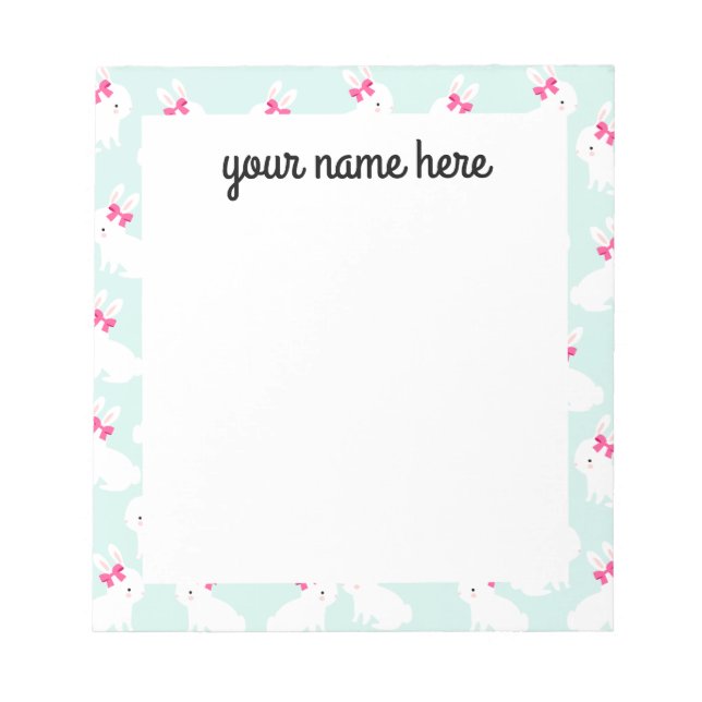 Personalisiert Bunny Rabbit Notepad Notizblock (Vorderseite)