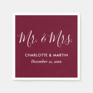 Personalisiert Burgund Mr. Wedding Napkins Serviette