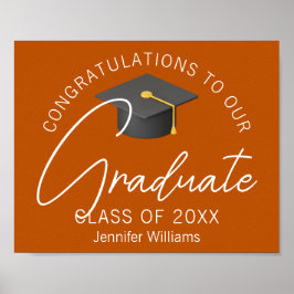 Personalisiert Burnt Orange 2025 Graduierungsparte Poster