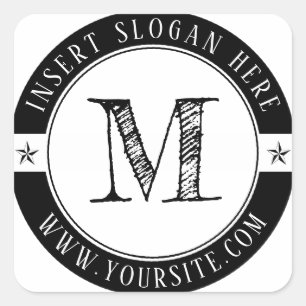 Personalisiert Business Monogram Round Square Stic Quadratischer Aufkleber