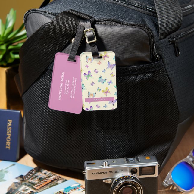 Personalisiert Butterfly Bliss Gepäckanhänger (Vorderseite & Rückseite)