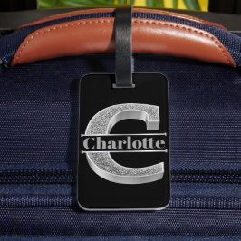 Personalisiert C Erste Silver Monogramm Ihr Name Gepäckanhänger