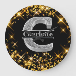 Personalisiert C Erste Silver Monogramm Ihr Name Große Wanduhr