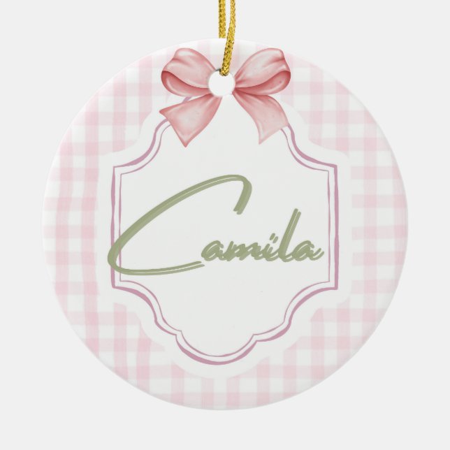 Personalisiert Camila Baby Girl Kinderzimmer Bow&G Keramik Ornament (Vorne)