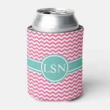 Personalisiert Can Cooler - Pink Zigzag