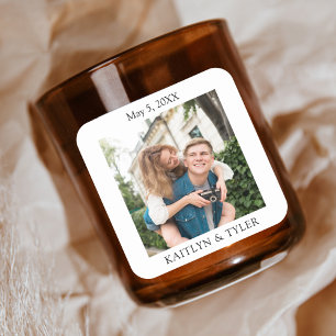 Personalisiert Candle-Gastgeschenk Hochzeit dank C Quadratischer Aufkleber