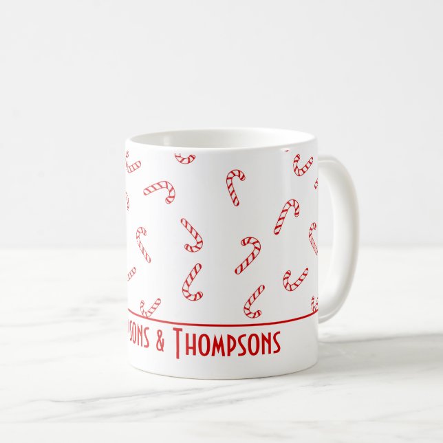 Personalisiert Candy Cane Christmas Kaffeetasse (VorderseiteRechts)