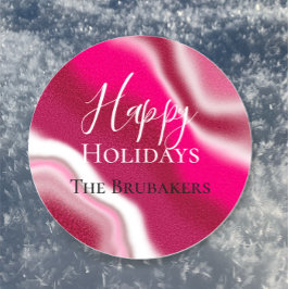 Personalisiert Candy Cane Cool Red Happy Holiday Runder Aufkleber