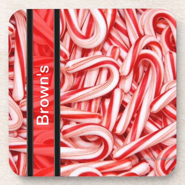 Personalisiert Candy Cane Getränkeuntersetzer (Vorderseite)