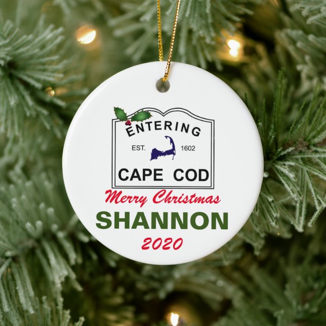 PERSONALISIERT Cape Cod Weihnachtsfeier Keramik Or Keramik Ornament (Baum)