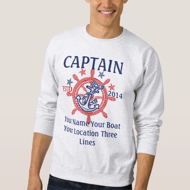 Personalisiert Captain First Mate Skipper Crew Sweatshirt (Vorderseite)
