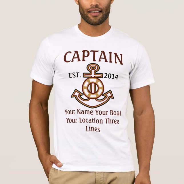 Personalisiert Captain First Mate Skipper Gear T-Shirt (Vorderseite)