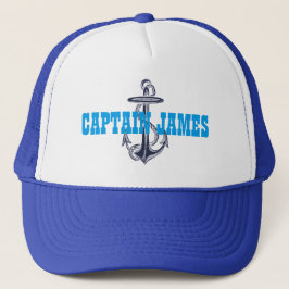 Personalisiert Captain Navy Blue Vintag Anchor Truckerkappe