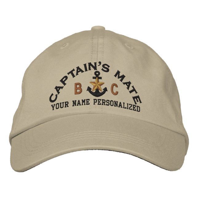 Personalisiert Captain's Mate Nautical Star Initia Bestickte Kappe (Vorderseite)