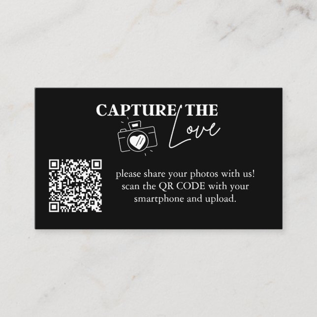 Personalisiert Capture the Liebe Wedding Qr Code Begleitkarte (Vorderseite)