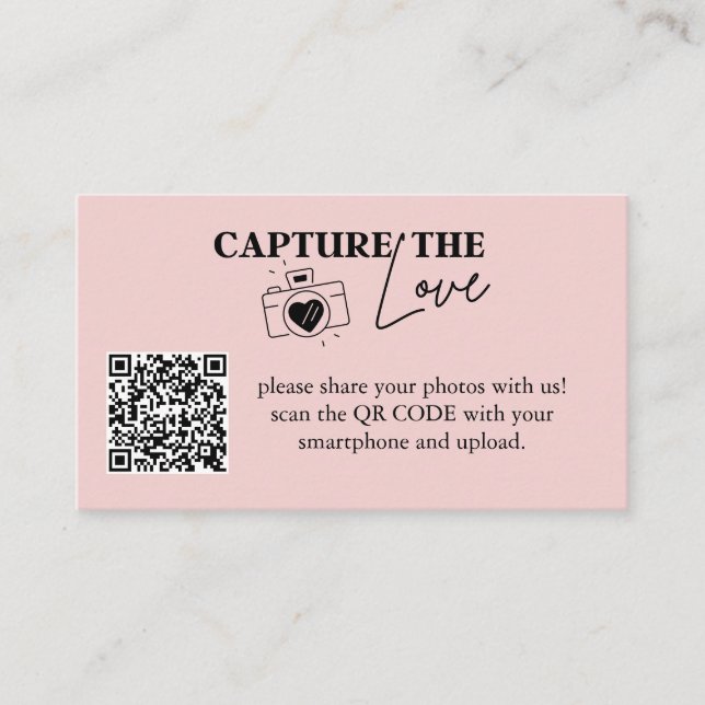 Personalisiert Capture the Liebe Wedding QR Code E Begleitkarte (Vorderseite)