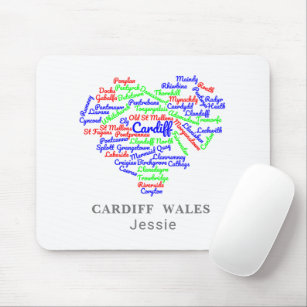 Personalisiert Cardiff Wales Word Cloud Typografie Mousepad