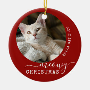 Personalisiert Cat Foto Meowy Weihnachten Einzigar Keramik Ornament