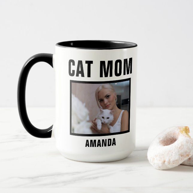 Personalisiert Cat Mama Custom Foto Tasse (Mit Donut)