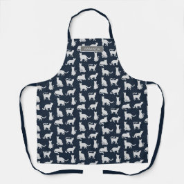 Personalisiert Cat Pattern Navy Blue Schürze