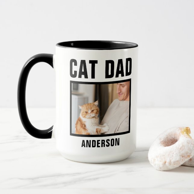 Personalisiert Cat Vater Custom Foto Tasse (Mit Donut)
