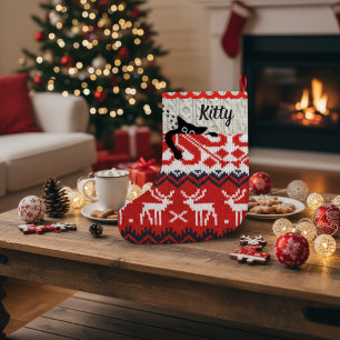 Personalisiert Cat Weihnachts-Strumpf Individuelle Großer Weihnachtsstrumpf