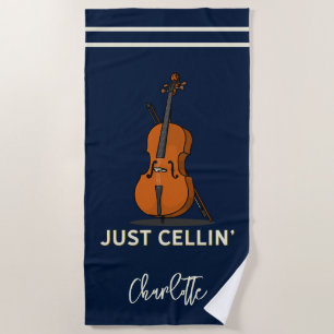 Personalisiert Cello Script Monogram Musiker Strandtuch