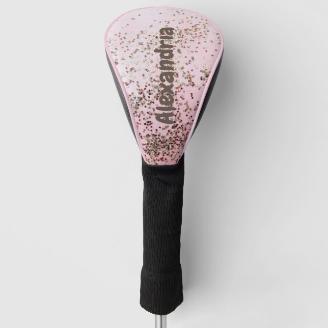 Personalisiert Champagne Pink Confetti Golf Headcover (Vorderseite)