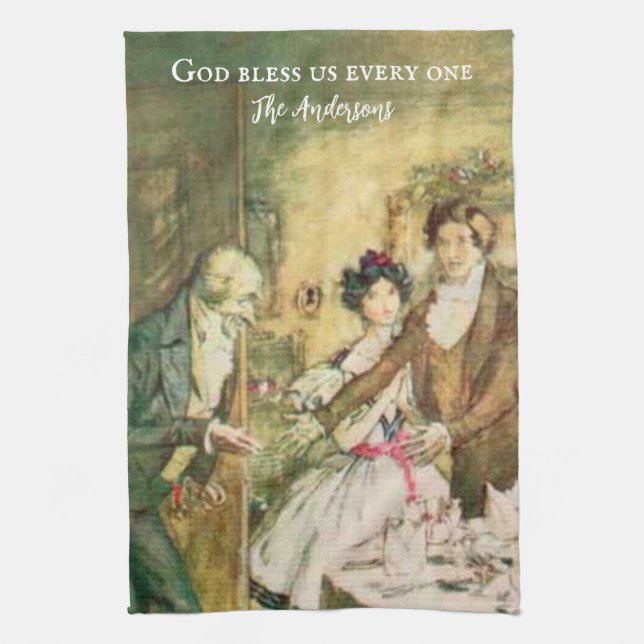 Personalisiert Charles Dickens Scrooge Viktorianis Geschirrtuch (Vertikal)