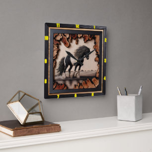 Personalisiert Charred Wood Sinti und Roma Vanner  Quadratische Wanduhr