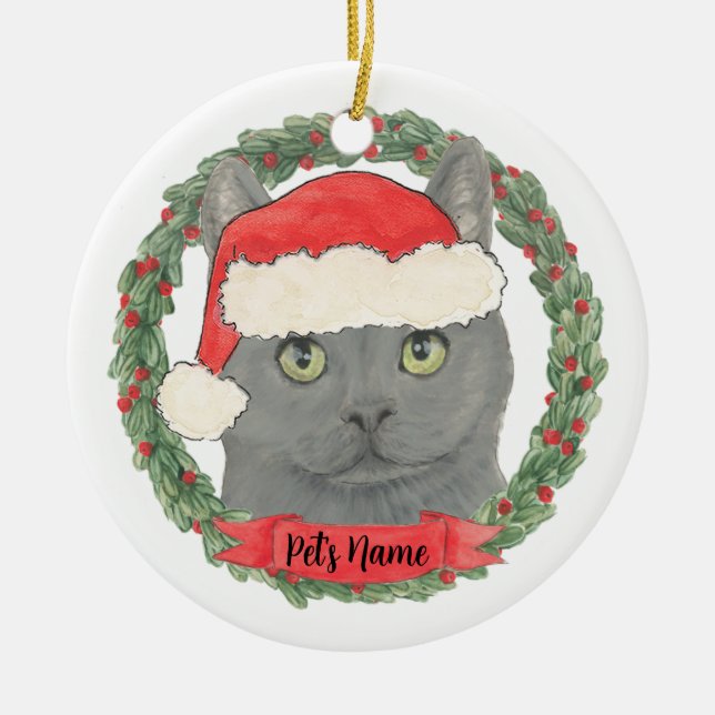 Personalisiert Chartreux Chartreuse Cat Keramik Ornament (Vorne)