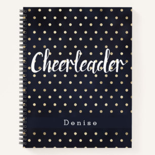 Personalisiert Cheerleader Navy Blue Gold Polka Do Notizbuch