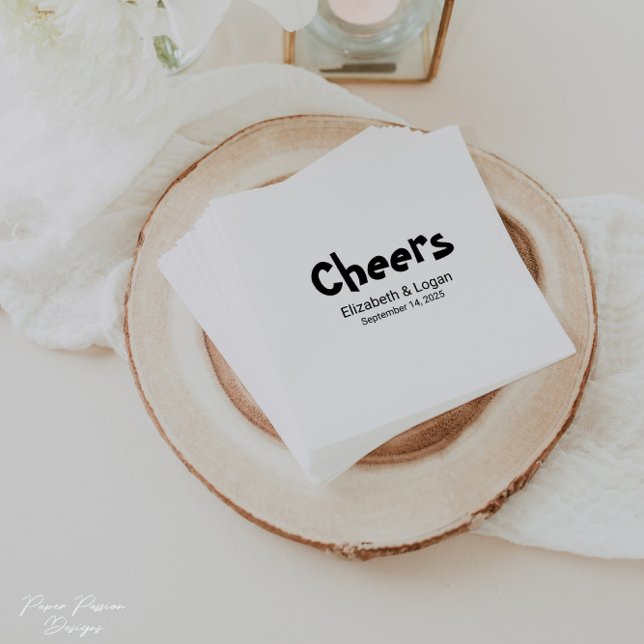 Personalisiert Cheers Wedding Cocktail Napkin Serviette (Von Creator hochgeladen)