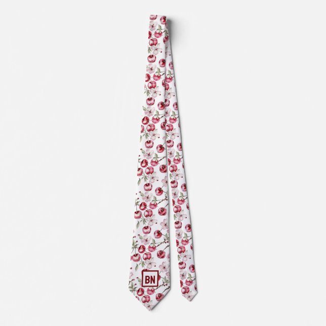 Personalisiert Cherry Blossom Cherries Wasserfarbe Krawatte (Vorderseite)