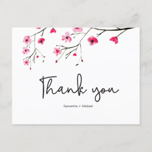 Personalisiert   Cherry Blossom   Hochzeit Danke Postkarte