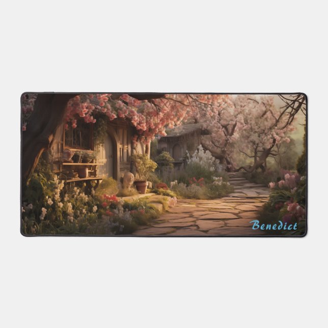 Personalisiert Cherry Blossom Village Desk Mat Schreibtischunterlage (Vorderseite)