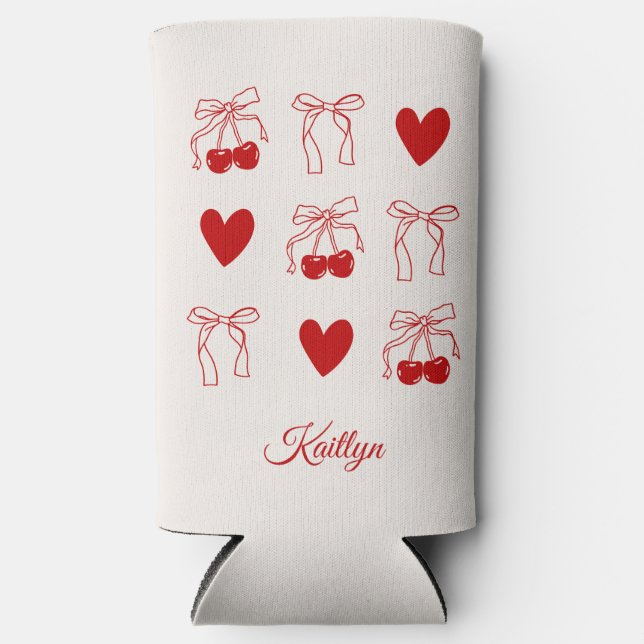 Personalisiert Cherry Bow Junggeselinnen-Abschied  Selters Dosenkühler (Vorderseite)