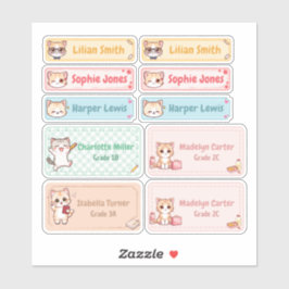Personalisiert Chibi Kitten Name Labels