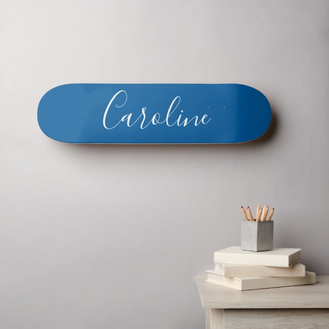 Personalisiert Chic Calligrafy Name Cobalt Blue Skateboard (Wandkunst (Horz))