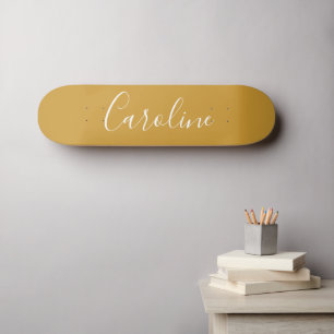 Personalisiert Chic Calligraphy Name Mustard Yello Skateboard