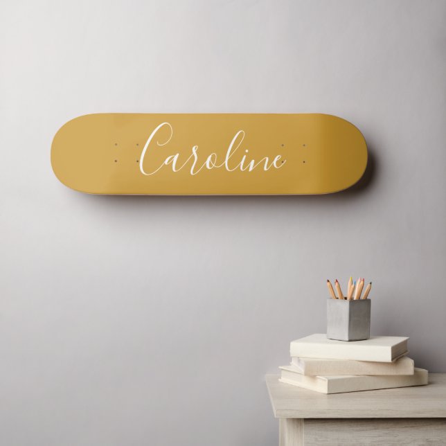 Personalisiert Chic Calligraphy Name Mustard Yello Skateboard (Wandkunst (Horz))