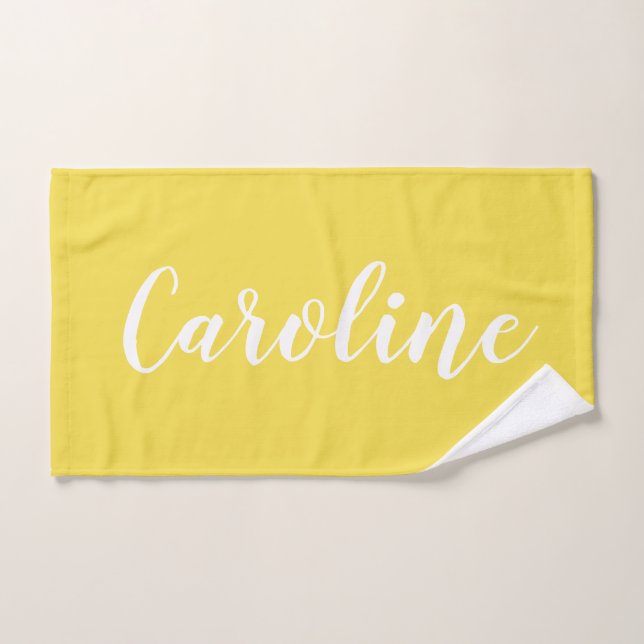 Personalisiert Chic Calligraphy Name Summer Yellow Badhandtuch Set (Handtuch)