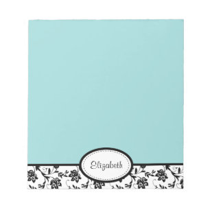 Personalisiert Chic Damask Floral Blue Notepad Notizblock
