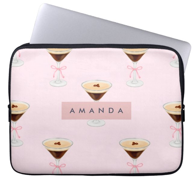 Personalisiert Chic Espresso Cocktail Muster Laptopschutzhülle (Vorderseite)