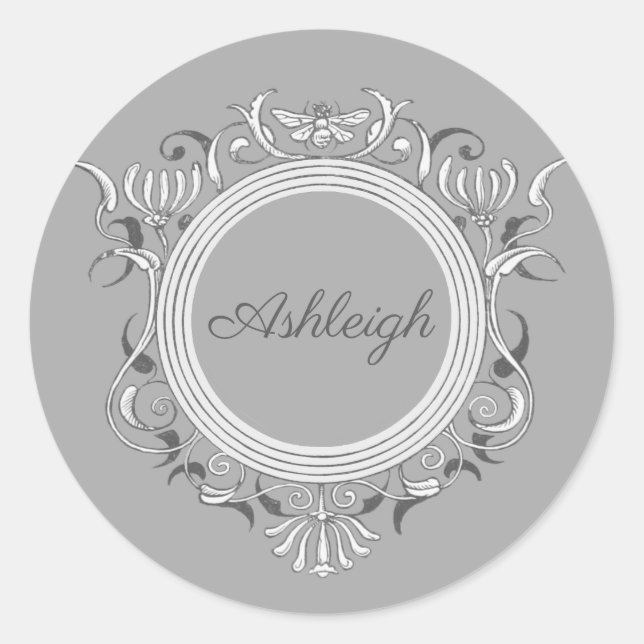 Personalisiert Chic floral Decorative Runder Aufkleber (Vorderseite)