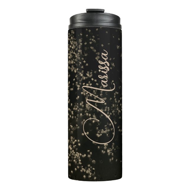 Personalisiert Chic Gold Confetti Thermosbecher (Vorderseite)