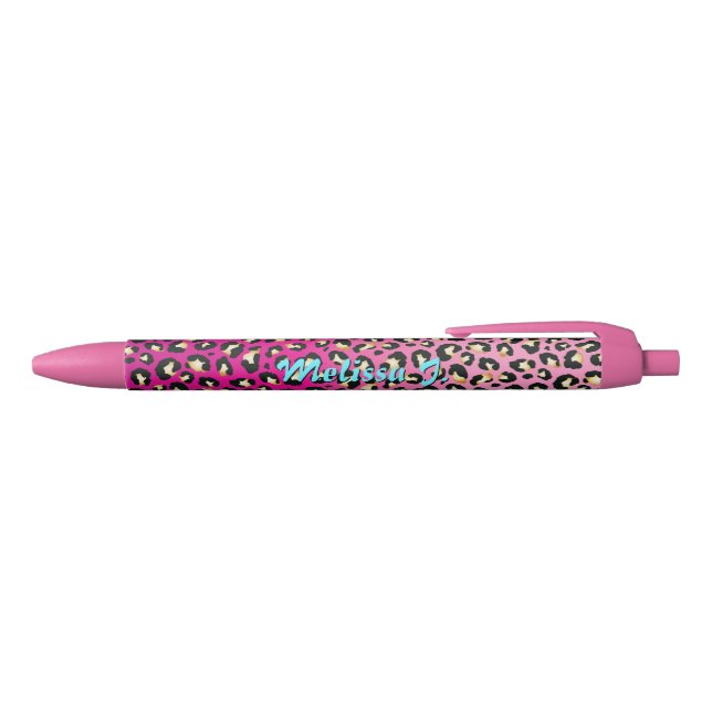 Personalisiert-Chic Hot-Pink-Leopard-Druck Kugelschreiber (Oberseite)